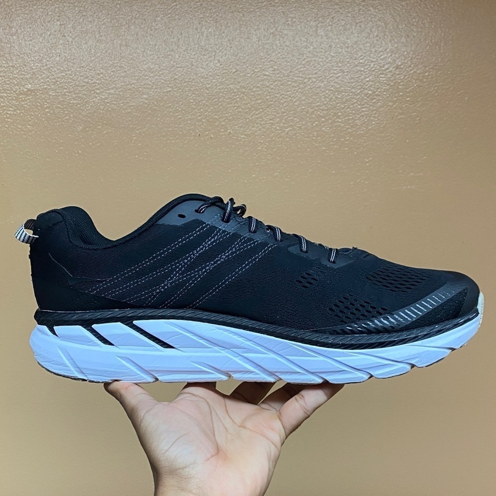 Hoka One One Clifton 6 Men’s Running Sneakers Black And White Size 14 - Picture 7 of 16